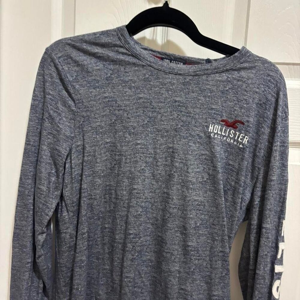 Hollister-co Men's Blue and Grey Shirt
